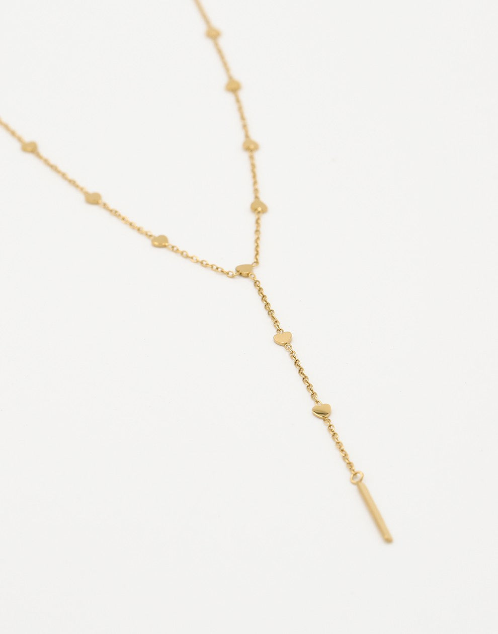 Y ketting hartjes goudkleurig