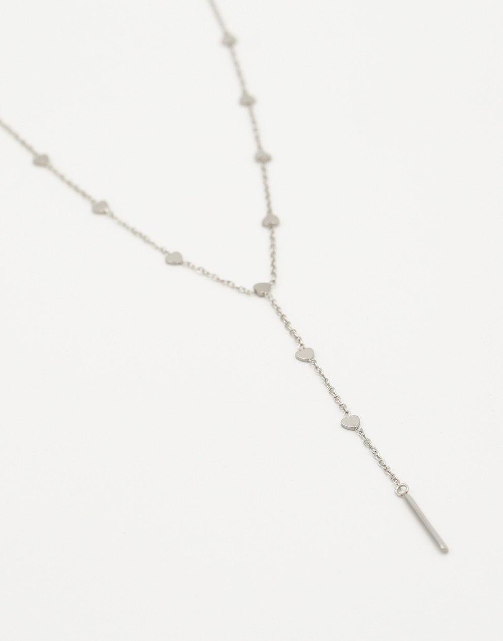Y ketting hartjes zilverkleurig