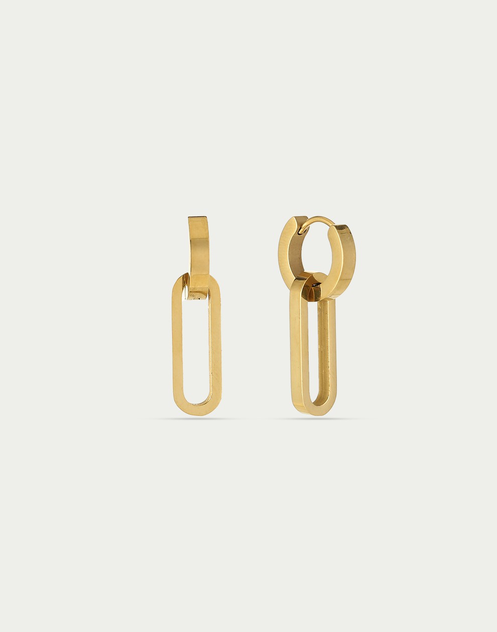 Gold-colored oval link earrings