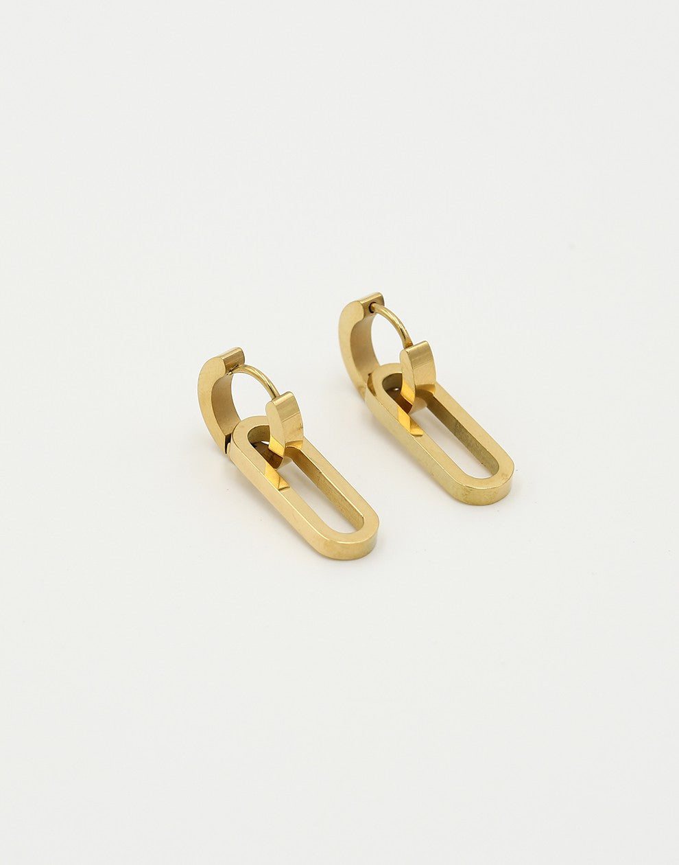 Gold-colored oval link earrings