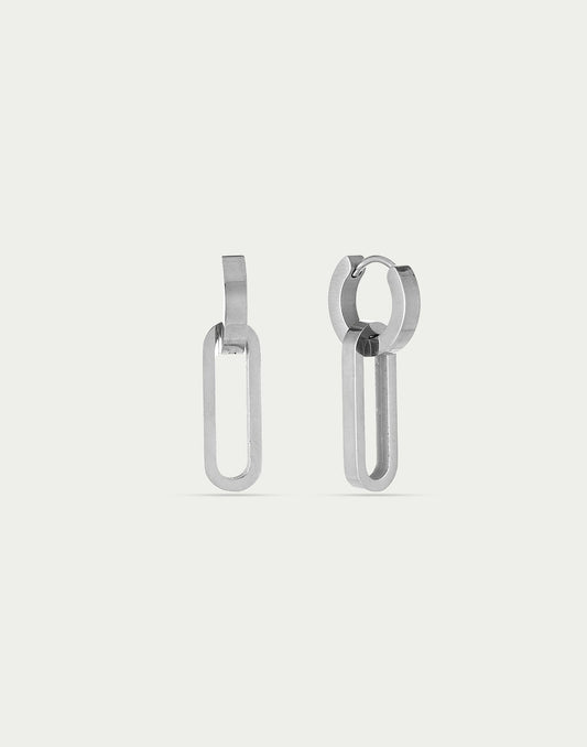 Oval link earrings silver-colored