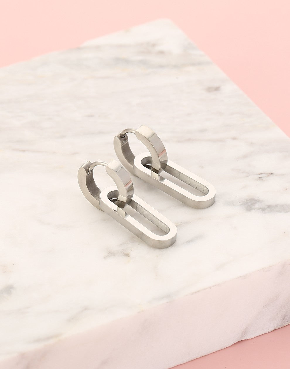Oval link earrings silver-colored