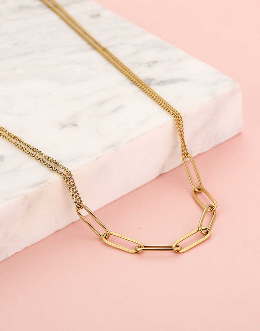 Ketting dubbele schakels goudkleurig