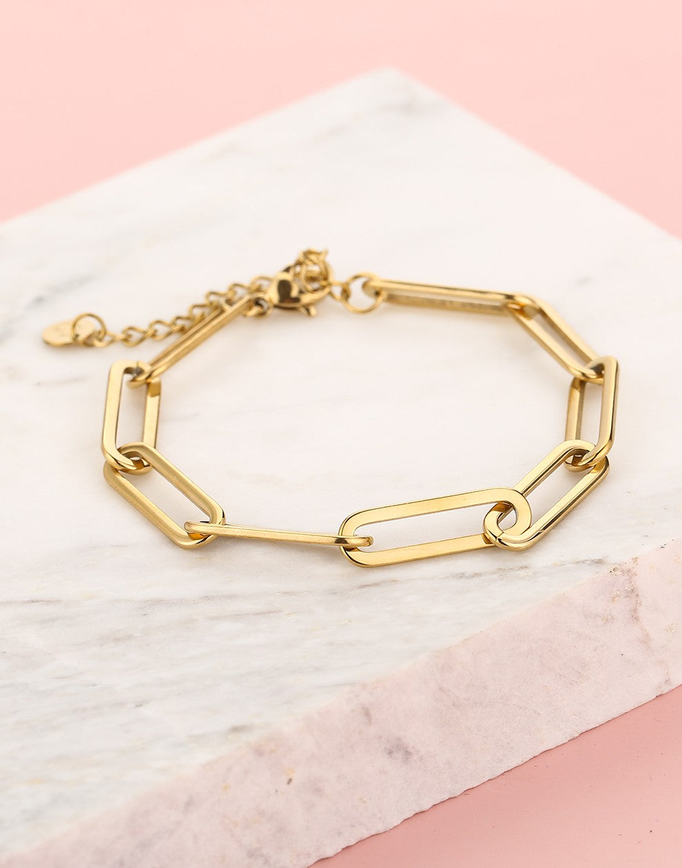 Schakelarmband paperclip chunky goudkleurig