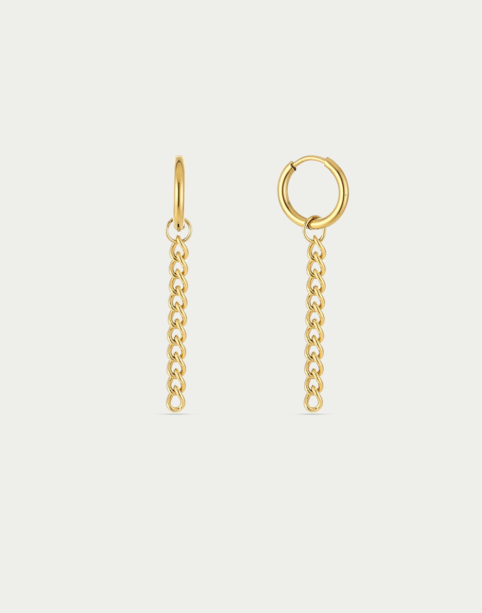 Oorringen chain hanger goudkleurig