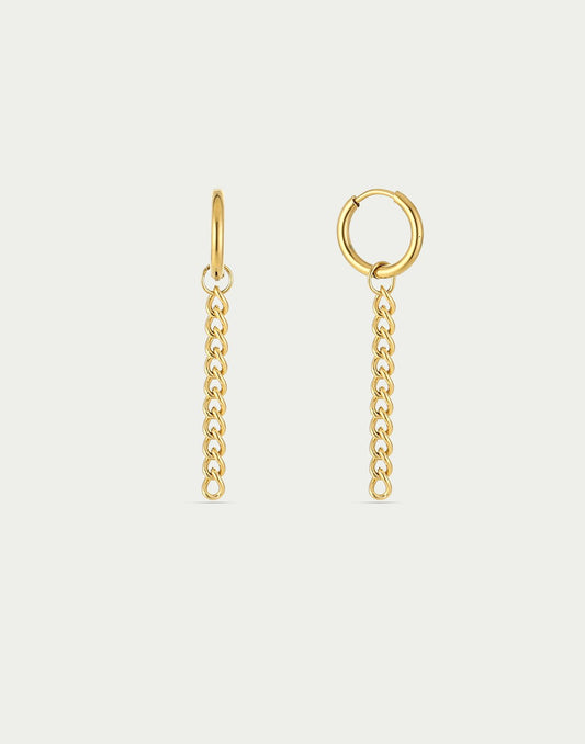 Oorringen chain hanger goudkleurig