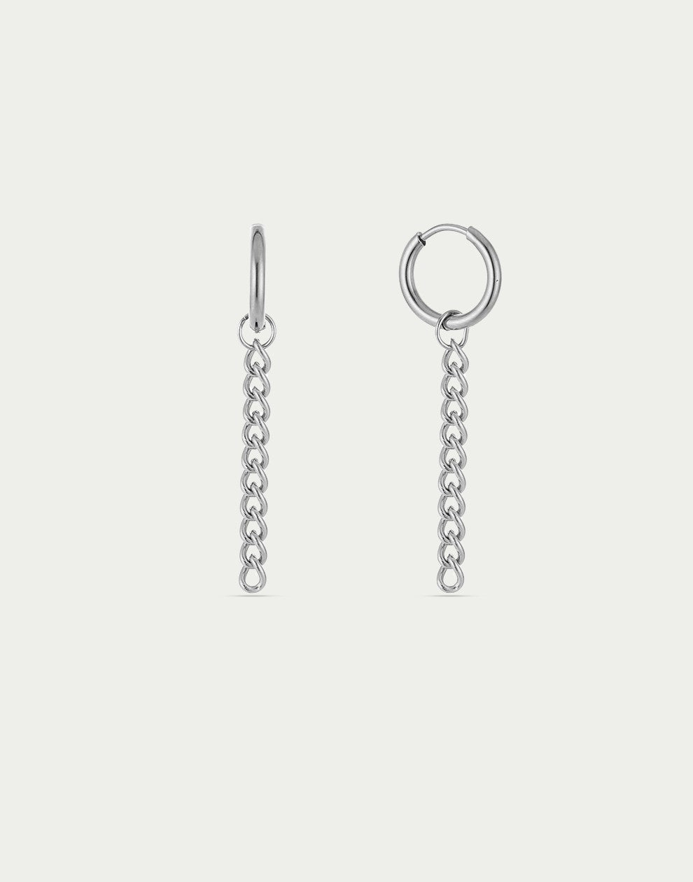Oorringen chain hanger zilverkleurig