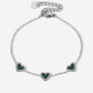 bracelet three hearts green silver-colored