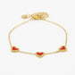 armband drie hartjes rood goudkleurig