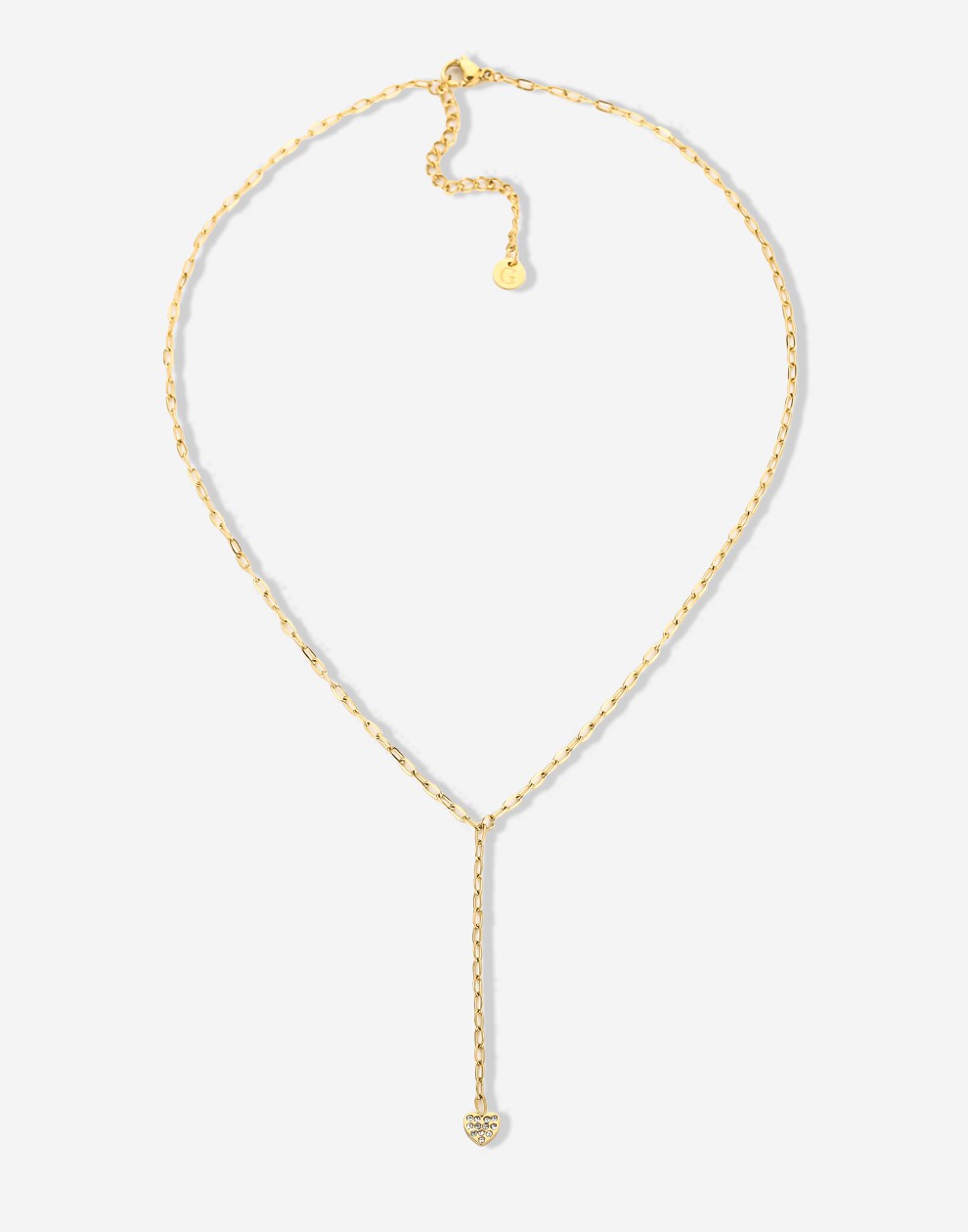 Y ketting strass hartje goudkleurig