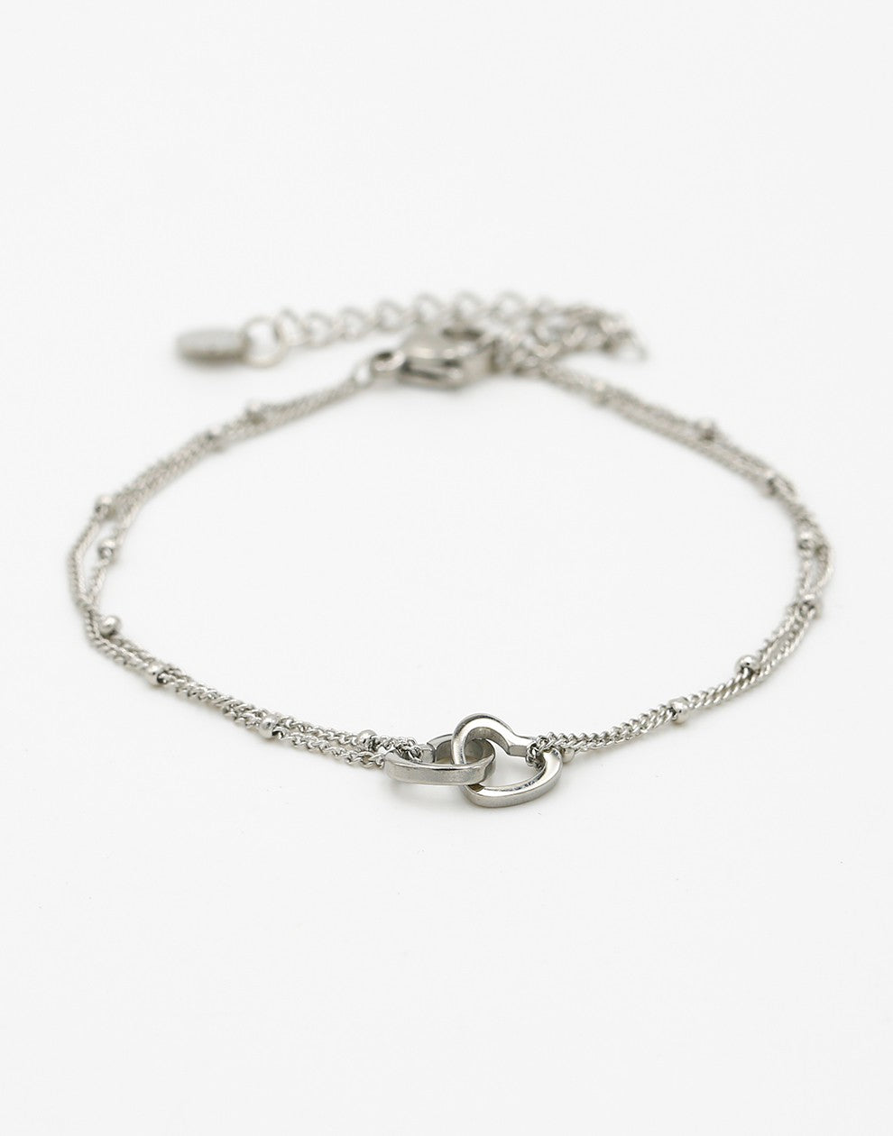 armband verbonden hartjes zilverkleurig