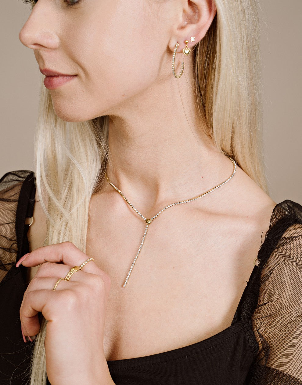 Tennis ketting Y chain hartje