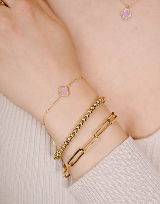 Armband klaver roze