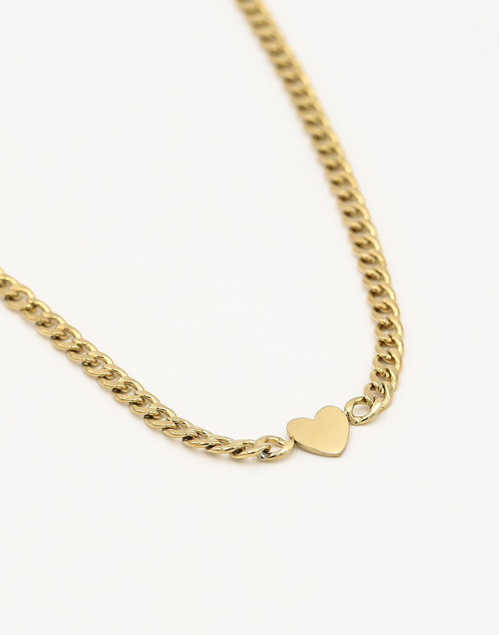 Schakelketting met plat hartje goudkleurig