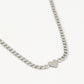 Schakelketting met plat hartje zilverkleurig