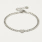 Schakelarmband met plat hartje zilverkleurig