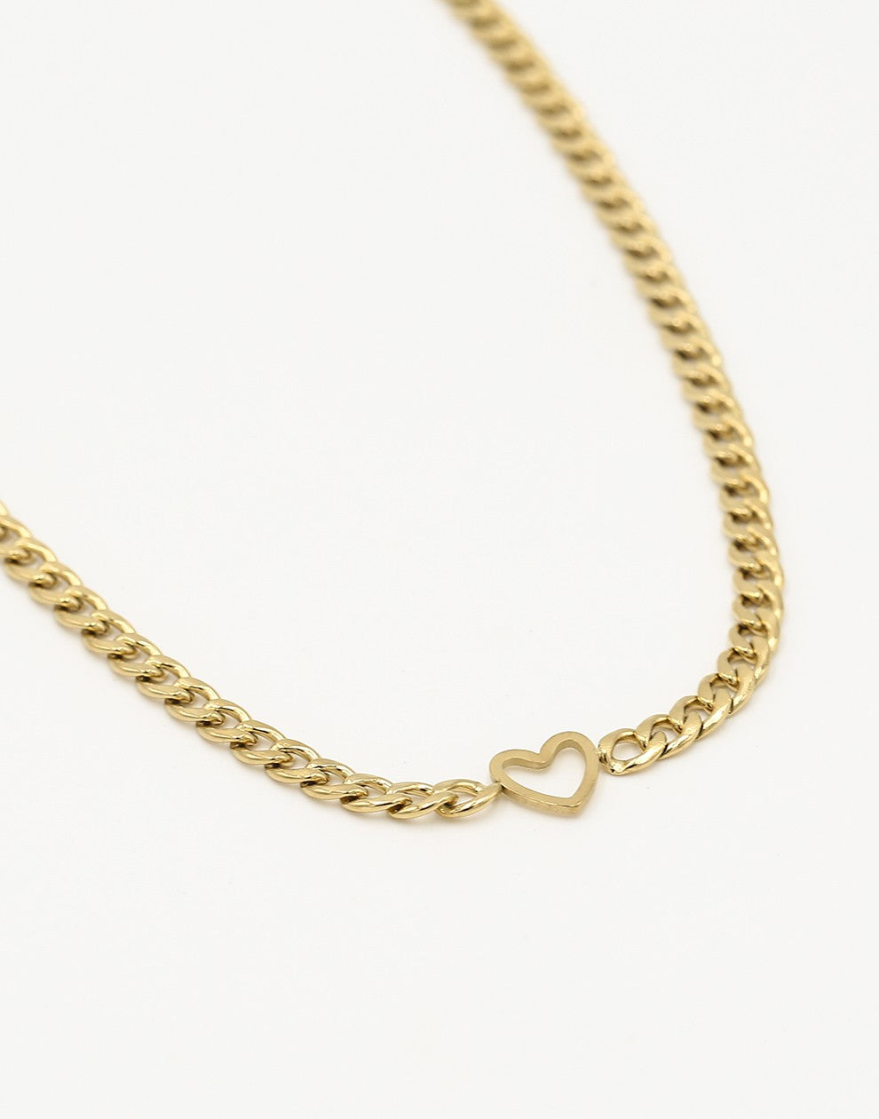 Schakelketting met open hartje goudkleurig