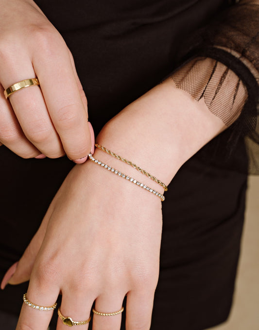 armband tennis gedraaide schakel goudkleurig