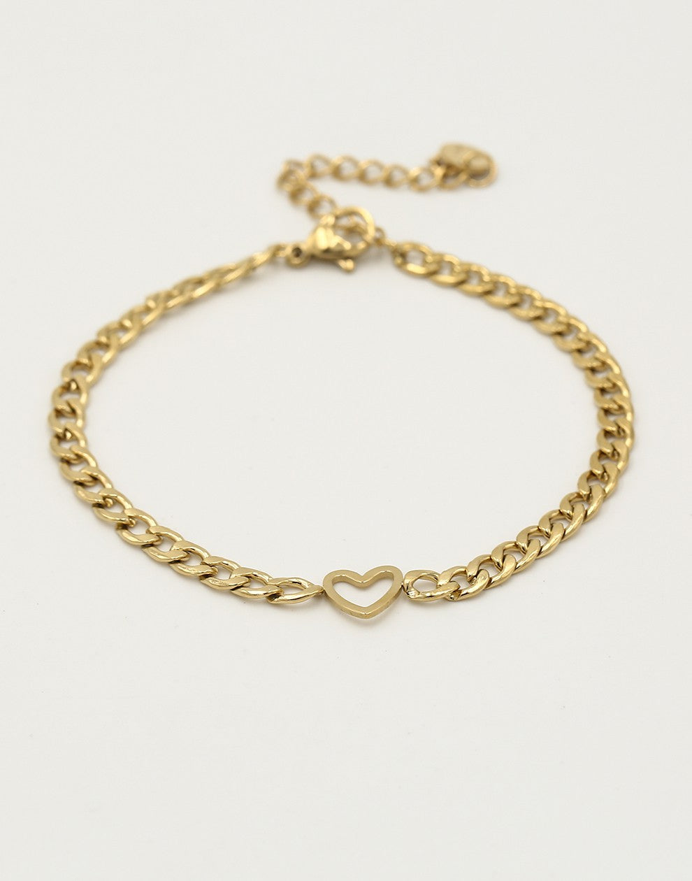 Schakelarmband met open hartje goudkleurig