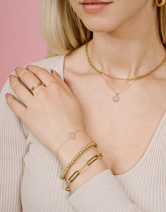Ketting klaver roze