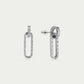 Oorsteker ovale schakel chunky strass zilverkleurig