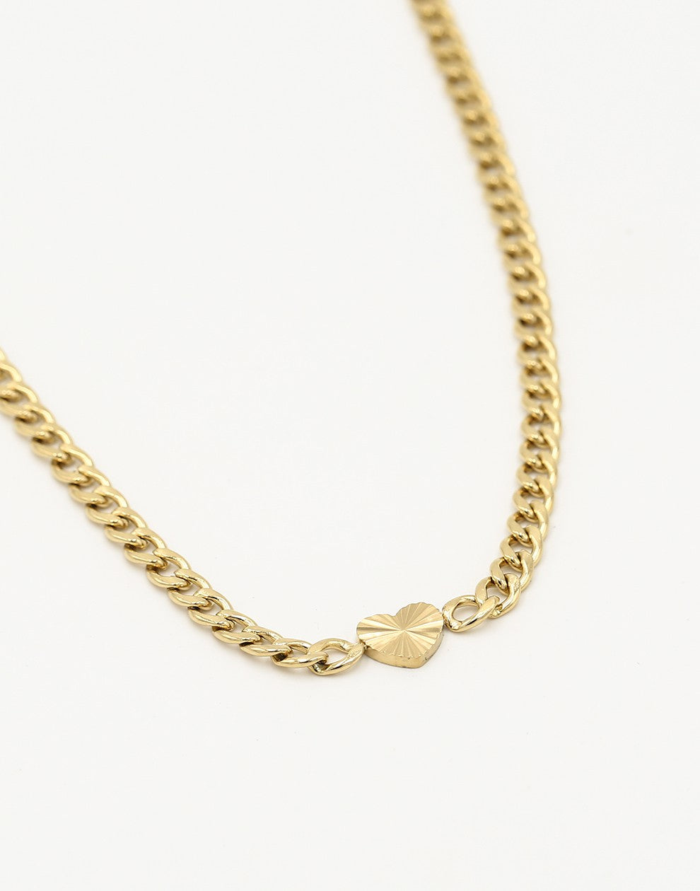 Schakelketting hartje met motief in goudkleurig