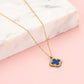 Lange ketting klaver blauw goudkleurig