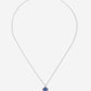 Lange ketting klaver blauw zilverkleurig