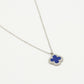 Lange ketting klaver blauw zilverkleurig