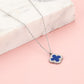 Lange ketting klaver blauw zilverkleurig
