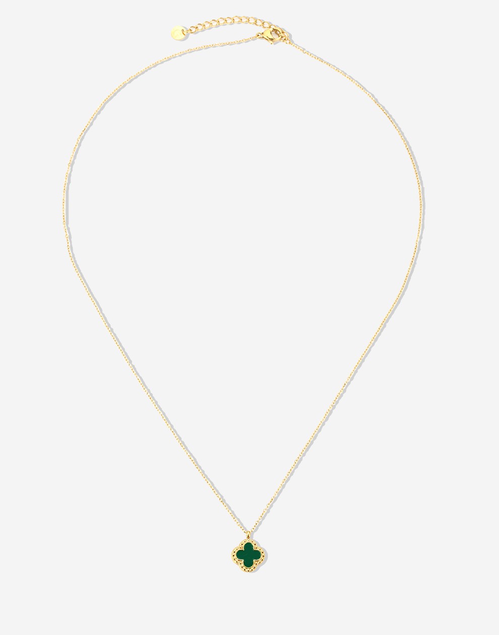 Lange ketting klaver groen goudkleurig