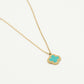 Lange ketting klaver turquoise goudkleurig