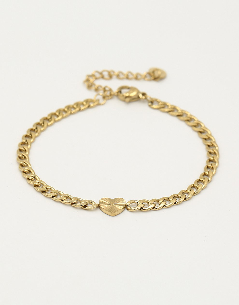 Schakelarmband hartje met motief in goudkleurig