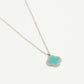 Lange ketting klaver turquoise zilverkleurig