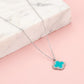 Lange ketting klaver turquoise zilverkleurig