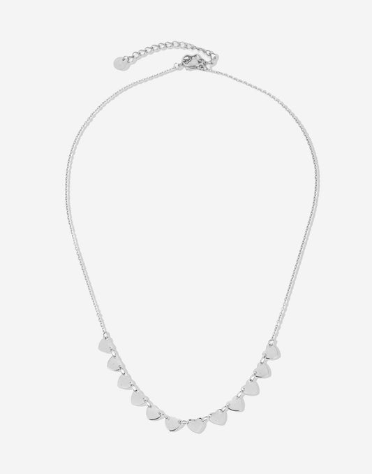 ketting hartjes pailletten zilverkleurig