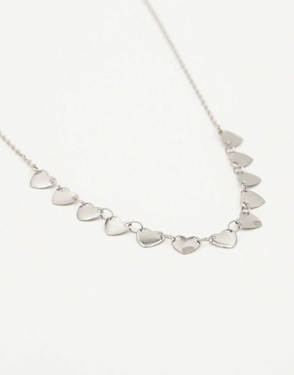 ketting hartjes pailletten zilverkleurig