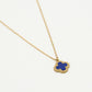 Lange ketting klaver blauw goudkleurig