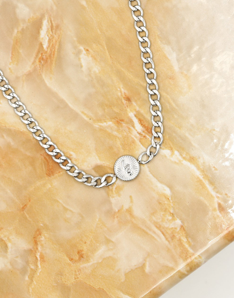 Schakelketting met bedel snake zilverkleurig