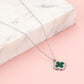 Lange ketting klaver groen zilverkleurig