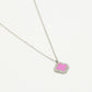 Long necklace clover pink silver colored