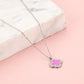 Long necklace clover pink silver colored