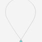 Lange ketting klaver turquoise zilverkleurig
