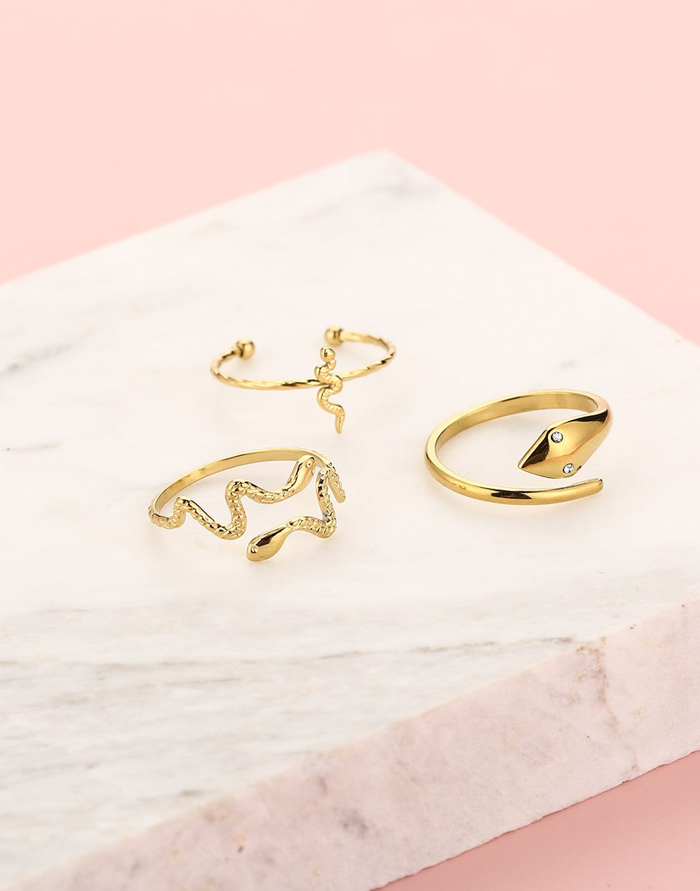 ringen set slang goudkleurig