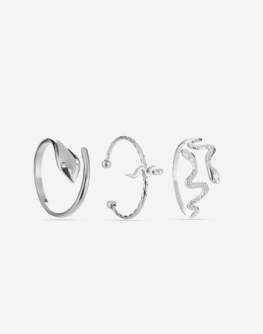 ringen set slang zilverkleurig