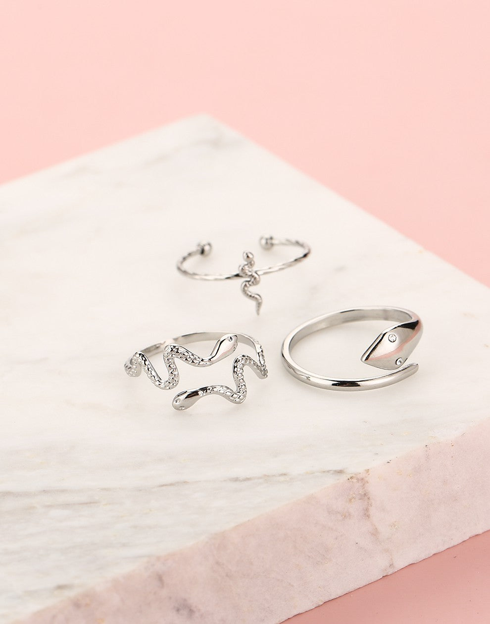 ringen set slang zilverkleurig
