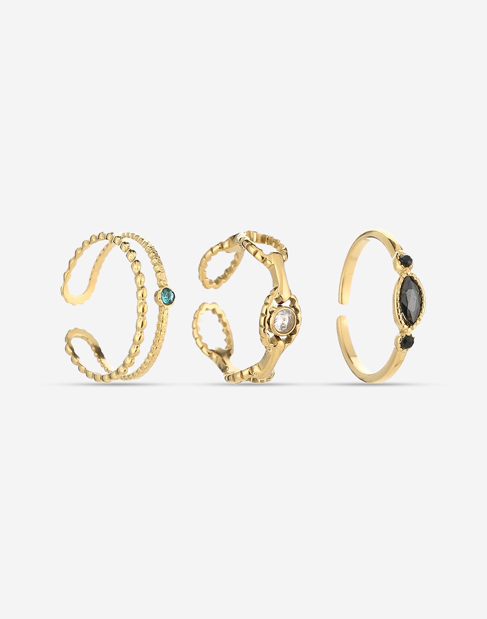 Ringen set steentjes goudkleurig