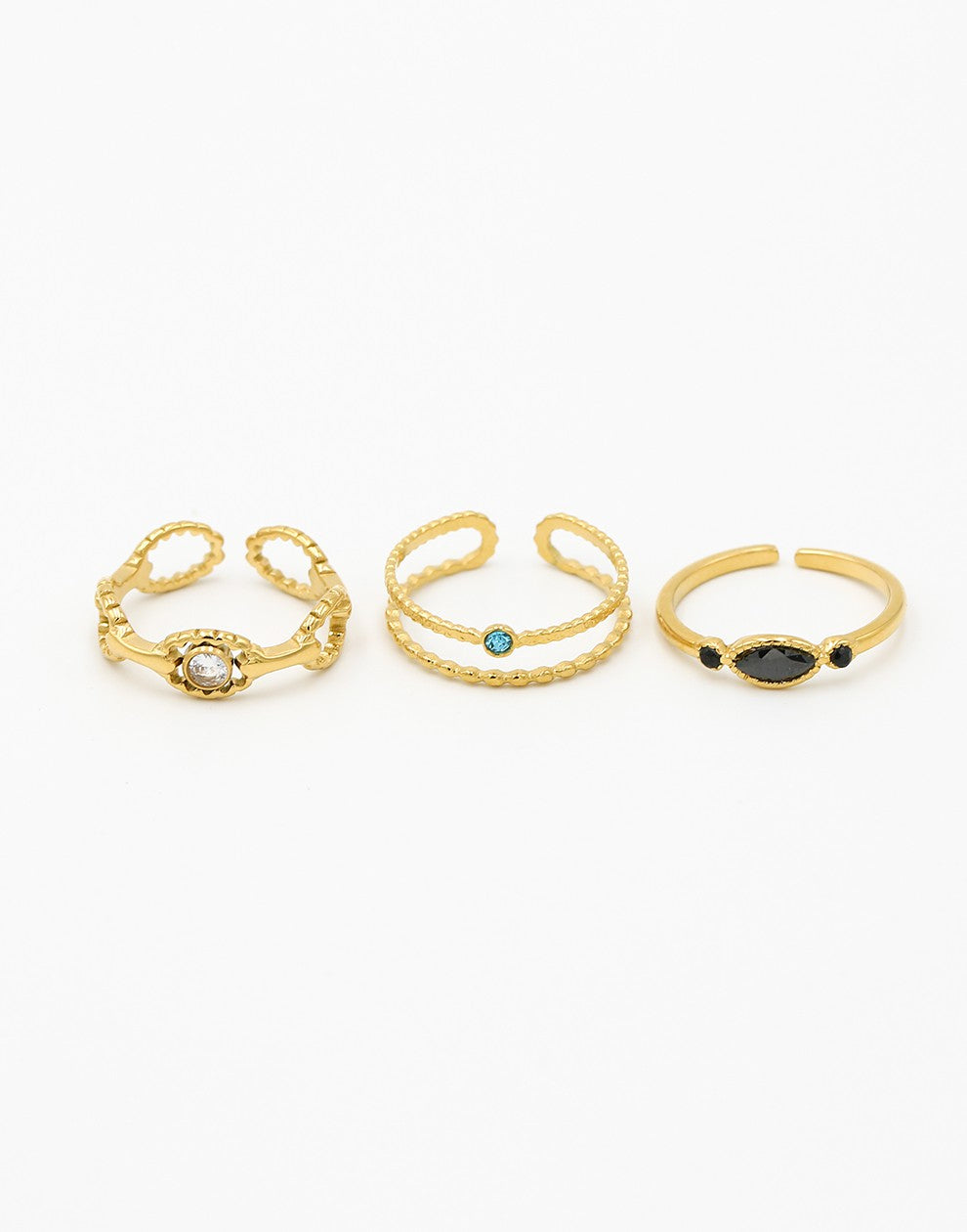 Ringen set steentjes goudkleurig