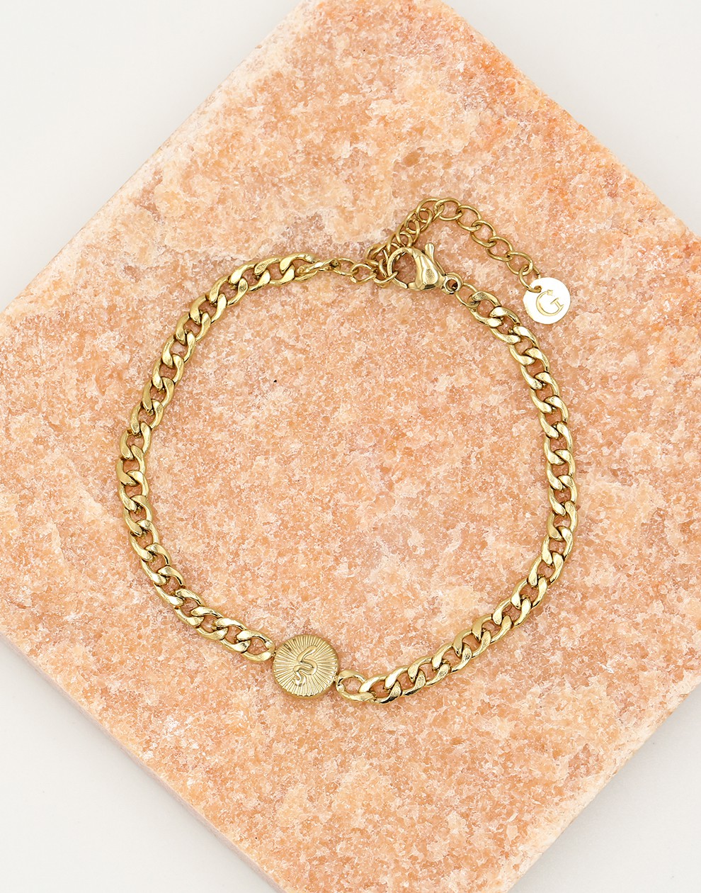 Schakelarmband met bedel snake goudkleurig