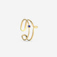 ring dubbel met steen blauw